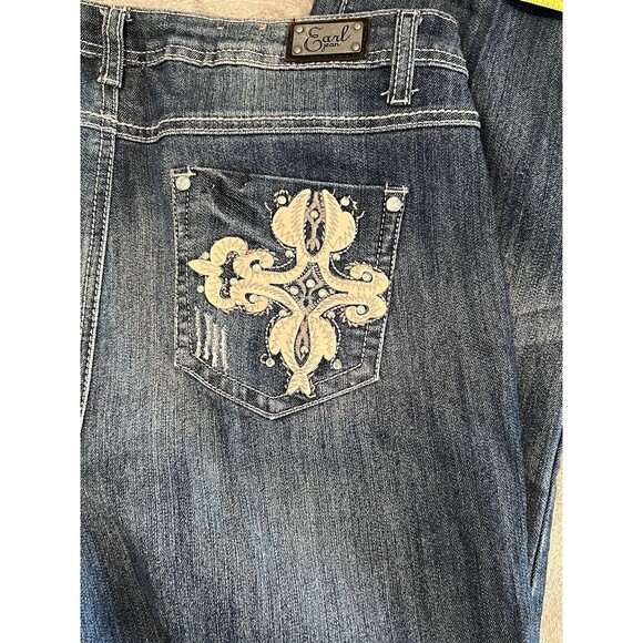 Earl Jeans Women 10 Blue Straight Leg Embellishment Bling Western Horse Cowboy - Picture 9 of 10